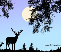 Nature Scene Vector with Deer