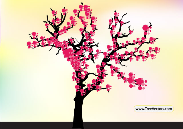 Cherry Blossom Tree Vector Tree Vector