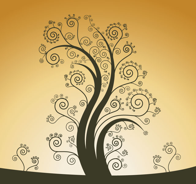 Curl Tree Design Vector Tree Vector